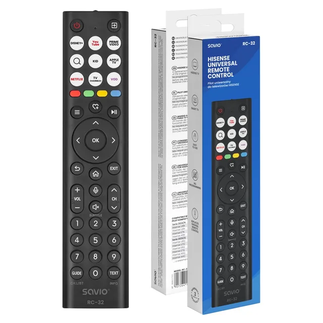 SAVIO RC-32 Universal/replacement remote control for HISENSE TV – SMART TV