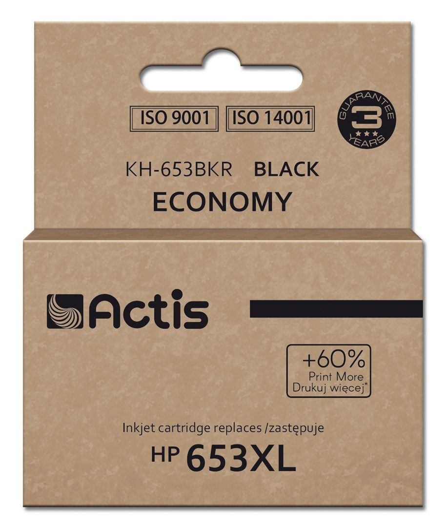 Actis KH-653BKR Ink Cartridge (Replacement For HP 653XL 3YM75AE; Premium; 20ml; 575 Pages; Black)
