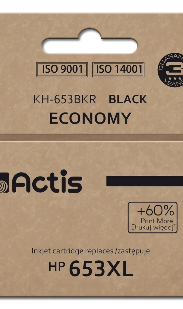 Actis KH-653BKR Ink Cartridge (Replacement For HP 653XL 3YM75AE; Premium; 20ml; 575 Pages; Black)