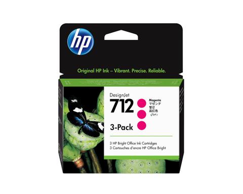 HP 712 3-Pack 29-Ml Magenta DesignJet Ink Cartridge