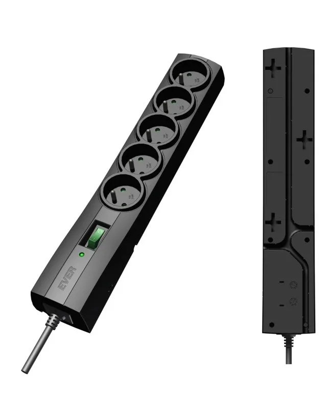Ever T/LZ09-CLA050/0000 Surge protector Power strip Black 5 sockets