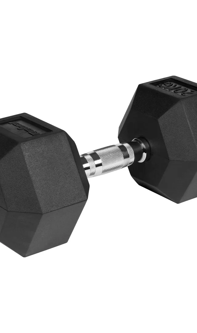 REBEL ACTIVE Rubber-Coated Cast Iron Dumbbell 20kg