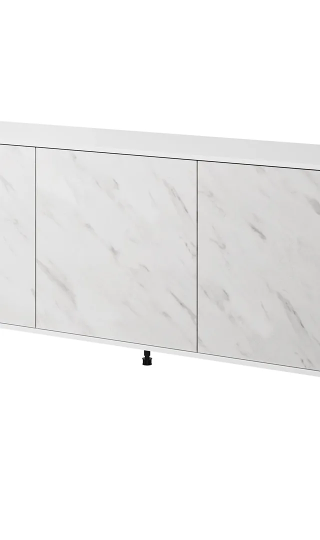 MARMO 3D Chest Of Drawers 200x45x80 5 Cm White Matt/Marble White