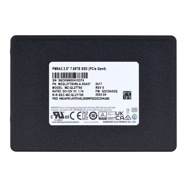 Samsung PM9A3 7.68 TB U.2 PCI Express 4.0 NVMe MLC