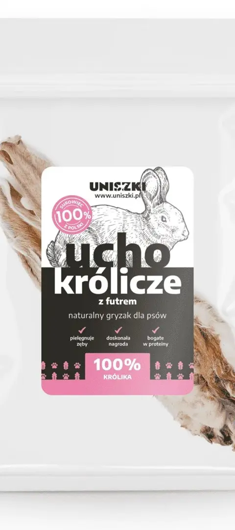 UNISZKI Rabbit Ear With Fur - Treat For Dogs - 2 Pieces