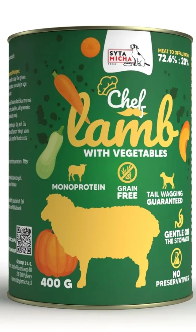 SYTA MICHA Chef Lamb With Vegetables - Wet Dog Food - 400g