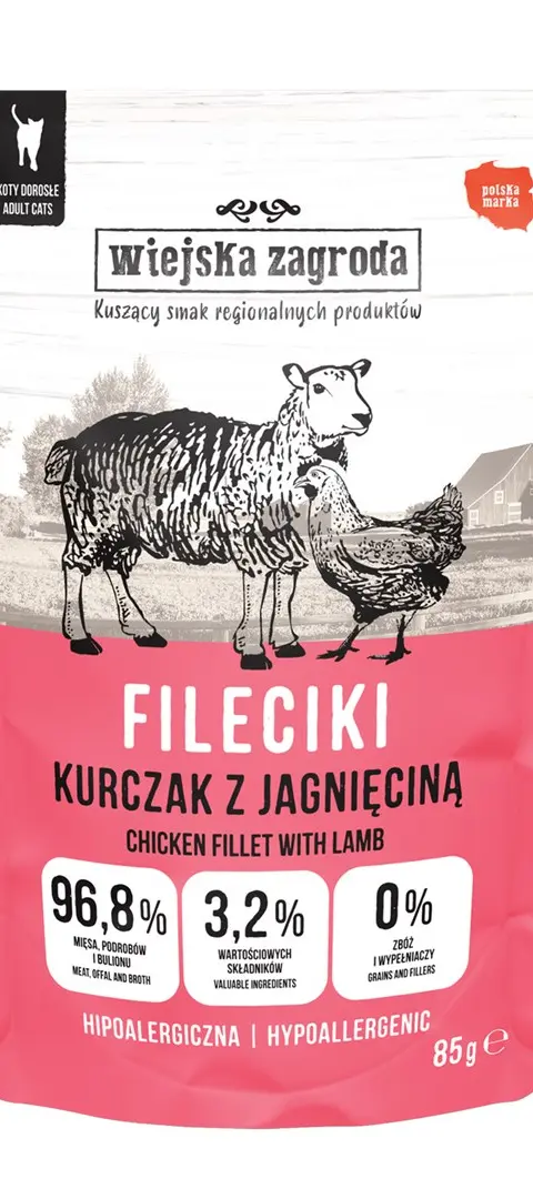 WIEJSKA ZAGRODA Chicken Fillets With Lamb – Wet Food For Cats – 85g