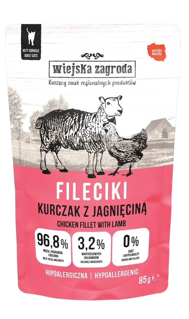 WIEJSKA ZAGRODA Chicken Fillets With Lamb – Wet Food For Cats – 85g