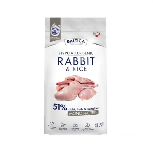 BALTICA Nutraceutic Hypoallergenic S Rabbit With Rice - Dry Dog Food - 3kg