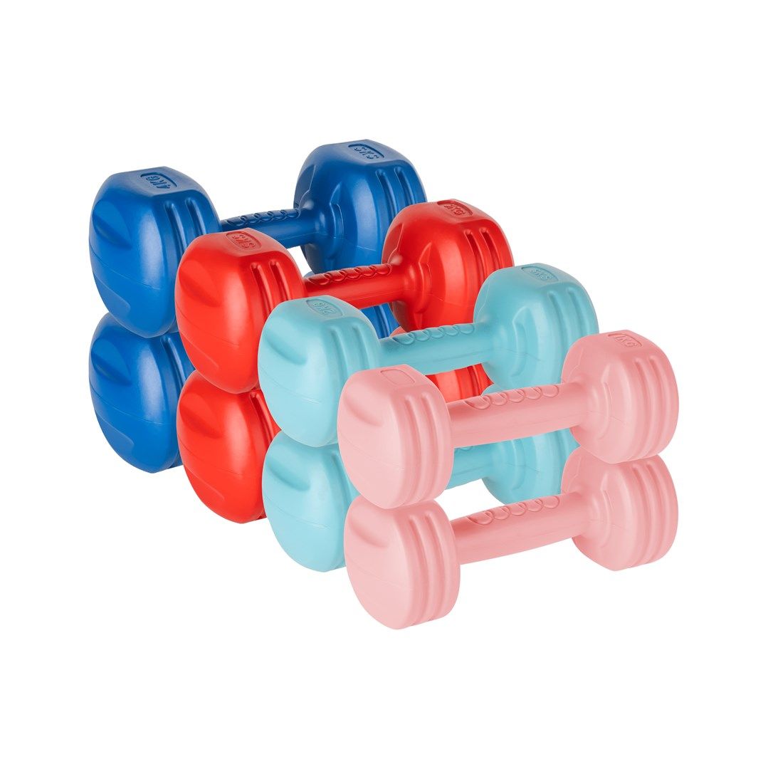 REBEL ACTIVE Bitumen Dumbbell Set 20kg (2x1kg 2x2kg 2x3kg 2x4kg)