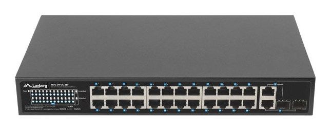 Lanberg RSFE-24P-2C-250 network switch Unmanaged Gigabit Ethernet (10/100/1000) Power over Ethernet (PoE) 1U Black