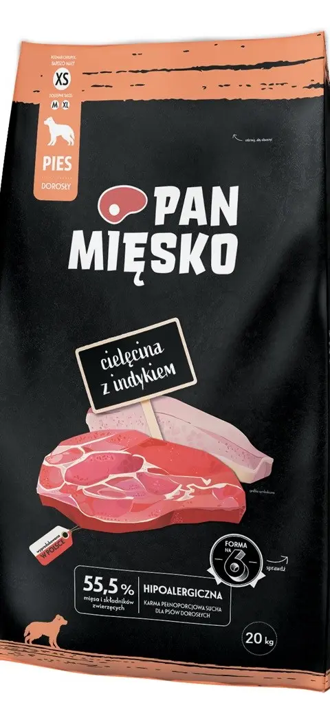 PAN MIĘSKO Veal With Turkey XS - Dry Dog Food - 20kg