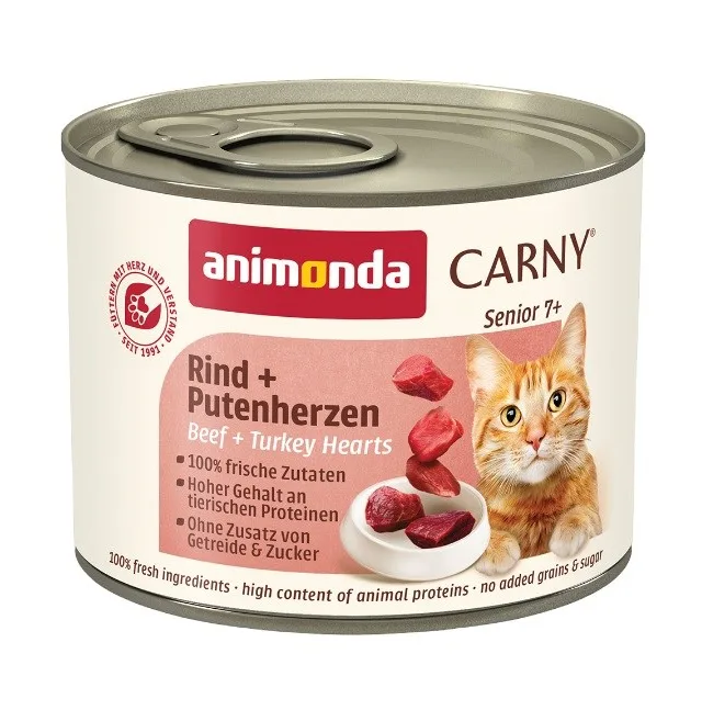 ANIMONDA Carny Senior Beef And Turkey Hearts - Wet Cat Food - 200g