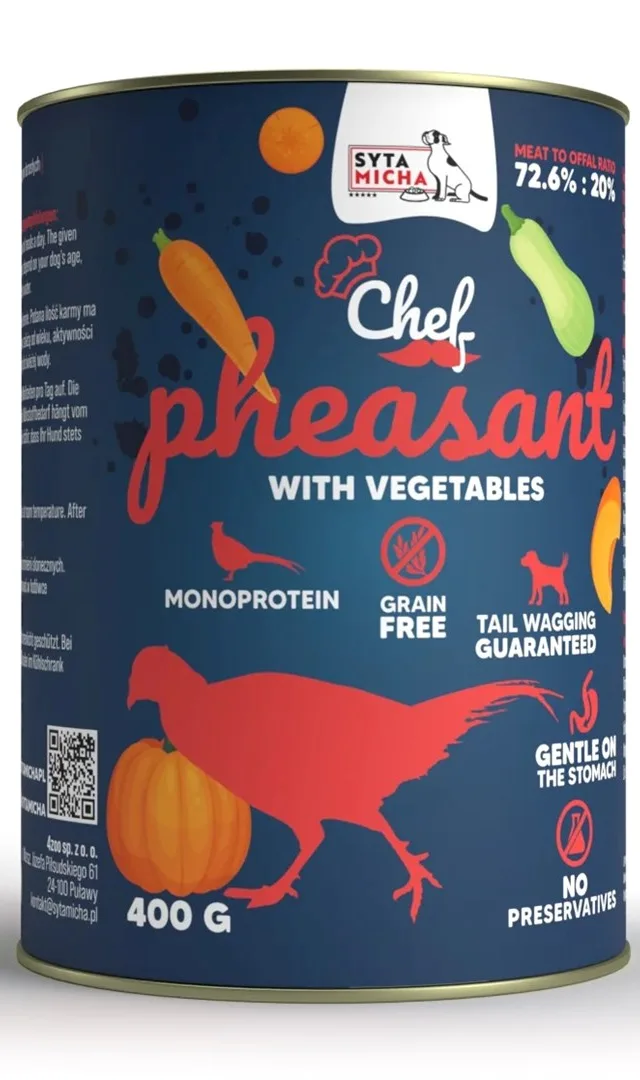 SYTA MICHA Chef Pheasant With Vegetables - Wet Dog Food - 400g