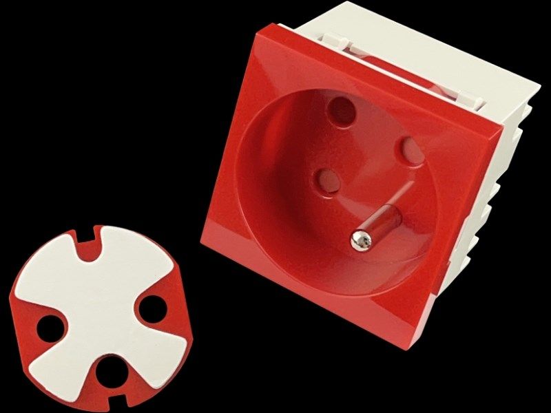Alantec Modular Electrical Socket 2P E 45x45 DATA With Key Red