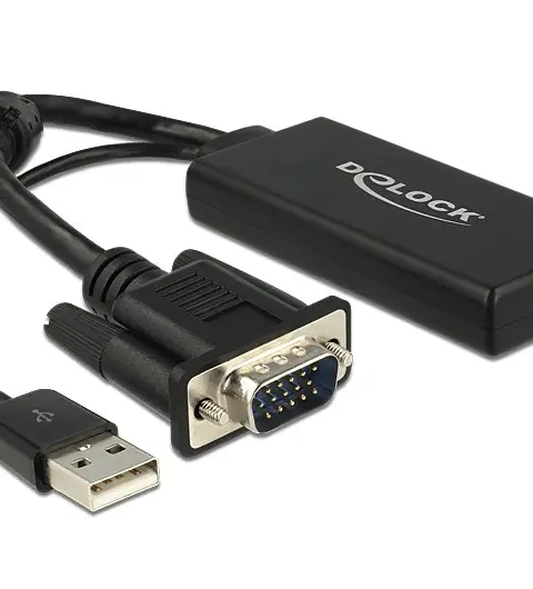 DeLOCK 0.25m VGA+USB2.0-A/HDMI VGA (D-Sub) + USB Black