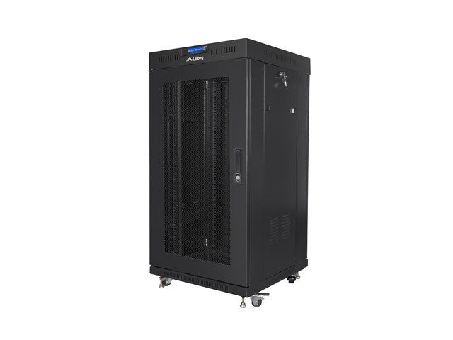 FLOOR-STANDING RACK CABINET 19 22U 600X600 BLACK PERFORATED LCD DOOR LANBERG (FLAT PACK) V2