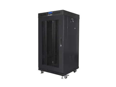 FLOOR-STANDING RACK CABINET 19 22U 600X600 BLACK PERFORATED LCD DOOR LANBERG (FLAT PACK) V2