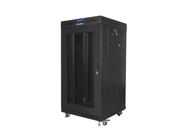 FLOOR-STANDING RACK CABINET 19 22U 600X600 BLACK PERFORATED LCD DOOR LANBERG (FLAT PACK) V2