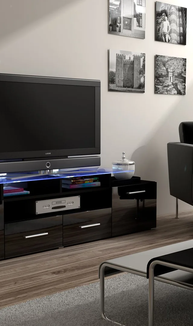 Cama TV Stand EVORA 200 Black/Black Gloss