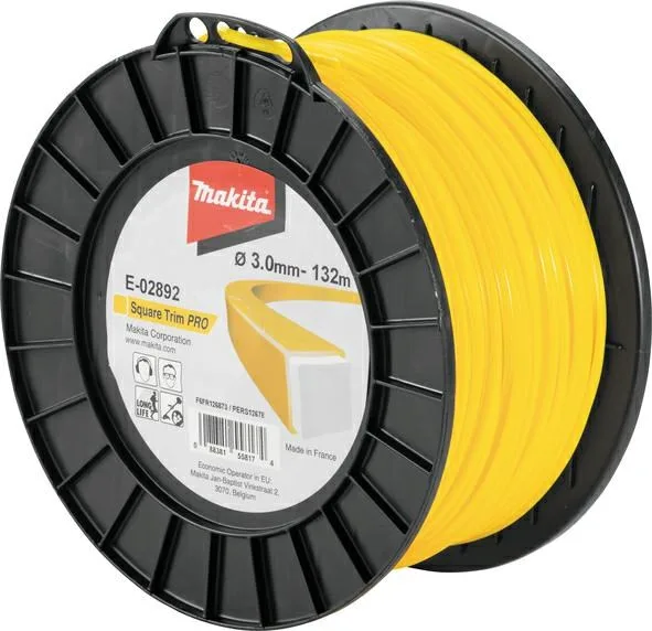 MAKITA NYLON MONOFILAMENT LINE SQUARE "PRO" 3,0mm/132mb