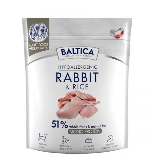 BALTICA Nutraceutic Hypoallergenic M Rabbit With Rice - Dry Dog Food - 1kg