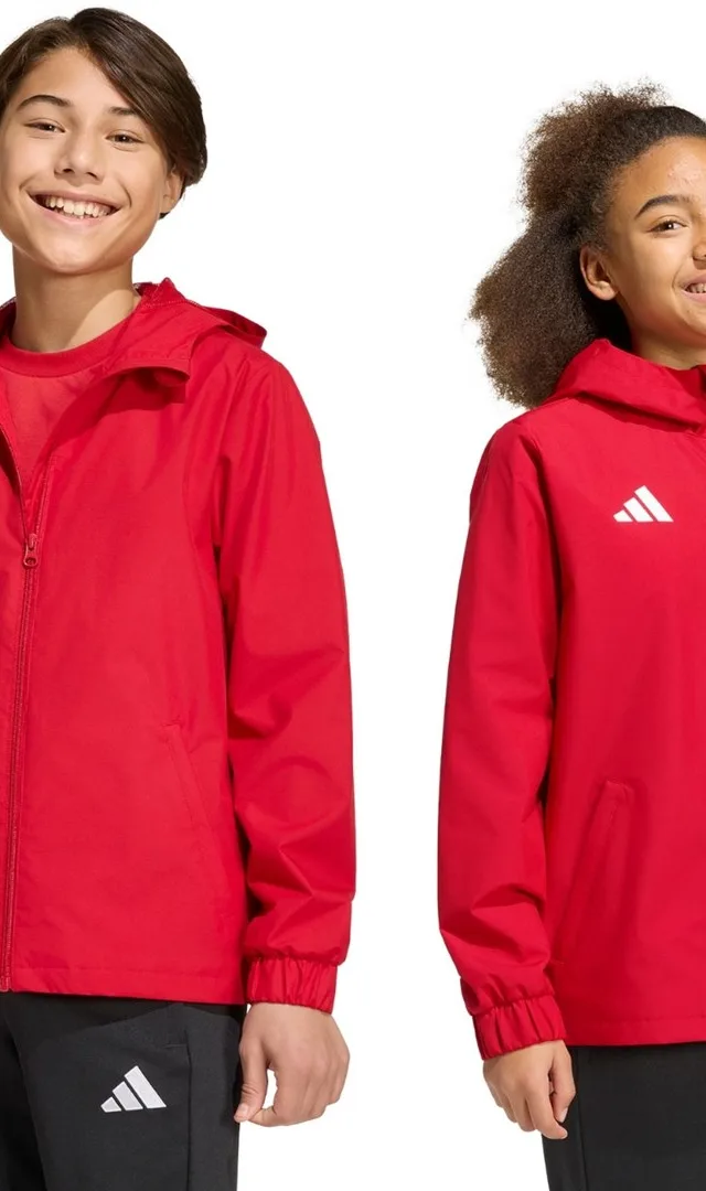 Kurtka dla dzieci adidas Entrada 26 All Weather czerwona JZ9105 128cm