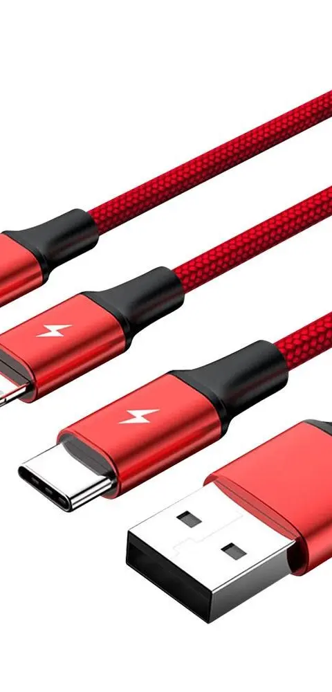 UNITEK C4049RD USB cable 1.2 m USB A USB C/Micro-USB B/Lightning Red