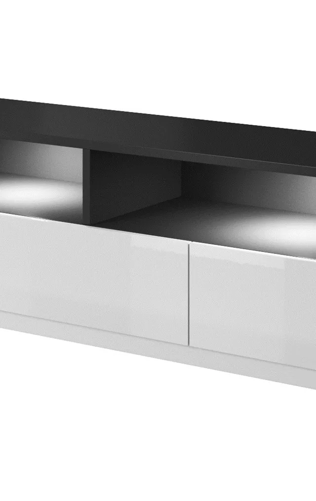 Cama TV Cabinet RTV LAS VEGAS 180cm White/White Gloss Black