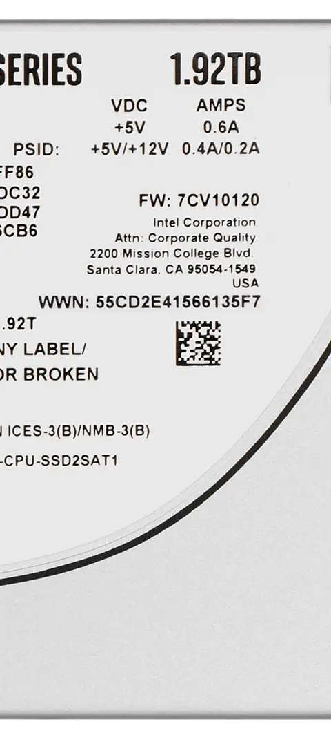 D3 SSDSC2KB019TZ01 internal solid state drive 1.92 TB 2.5" Serial ATA III TLC 3D NAND