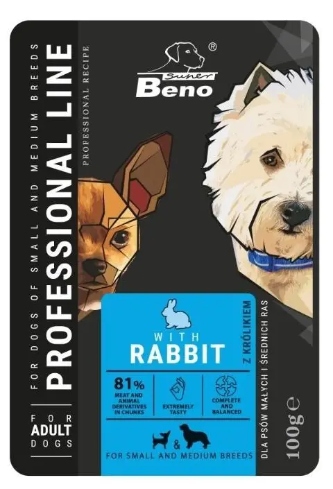 SUPER BENO Adult Small And Medium Rabbit - Wet Dog Food - 100 G