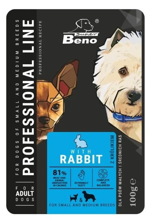 SUPER BENO Adult Small And Medium Rabbit - Wet Dog Food - 100 G