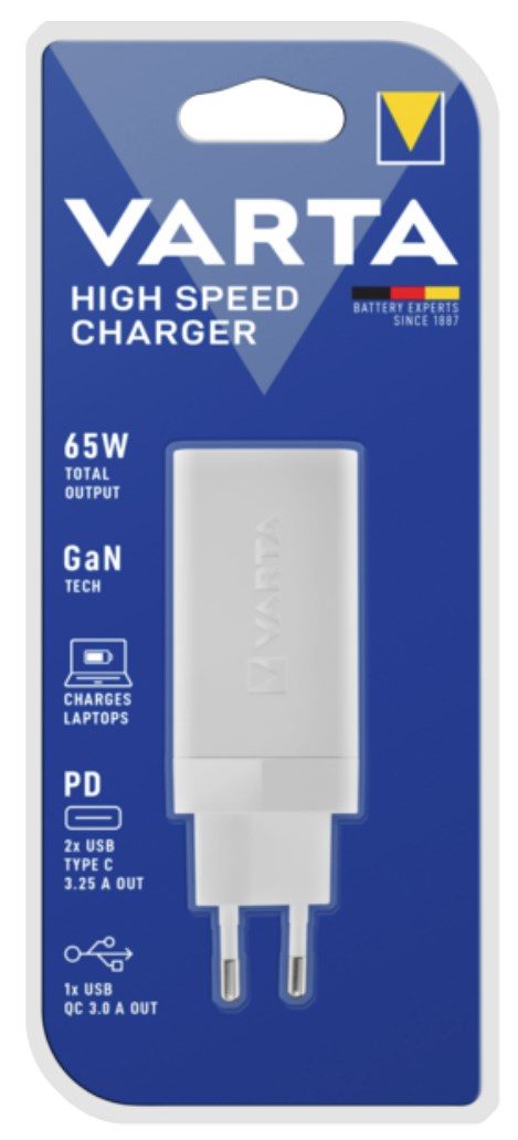 VARTA Ladegert 3 Port 65 W, 2x USB-C, 1x USB-A, High Speed Charger