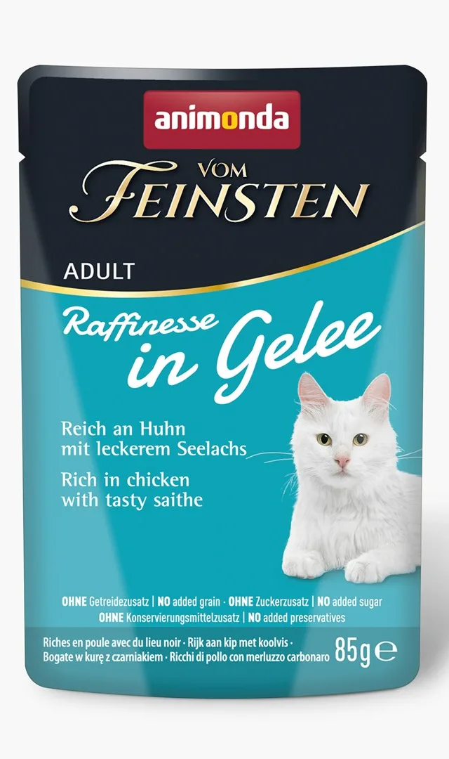 ANIMONDA Vom Feinsten Adult Raffinesse In Jelly Rich In Chicken With Black Pollock - Wet Food For Cats - 85g