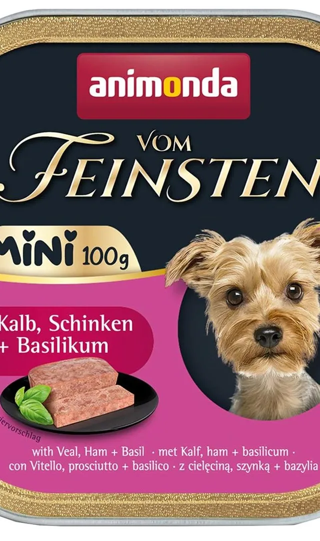 ANIMONDA Vom Feinsten Adult Mini Veal Ham And Basil - Wet Dog Food - 100g