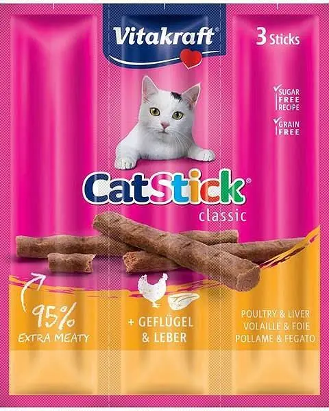 VITAKRAFT CatStick Mini With Poultry And Liver - Cat Treats - 3 Pcs