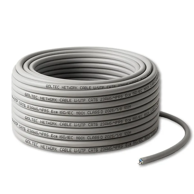 Qoltec Cable Patchcord Network SkręTka UTP Miedziany Cu CAT6 High Speed 1Gb/S LAN 100m Grey