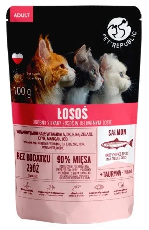 PET REPUBLIC Adult Salmon Finely Chopped - Wet Cat Food 100 G