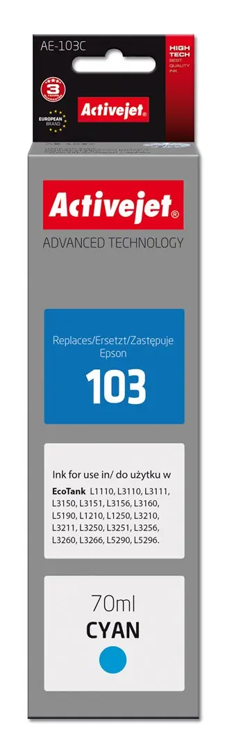 Activejet AE-103C ink (replacement Epson 103 C13T00S24A; Supreme; 70 ml; blue)