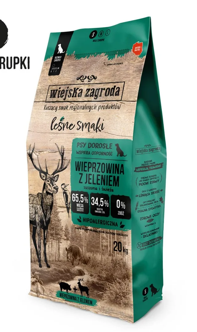WIEJSKA ZAGRODA Pork With Venison S – Dry Dog Food – 20kg