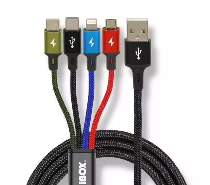 iBox Universal 4 in 1 charging cable I-BOX USB IKUM4W1 - Kabel USB cable 1.2 m Micro-USB A 2 x USB C Multicolour