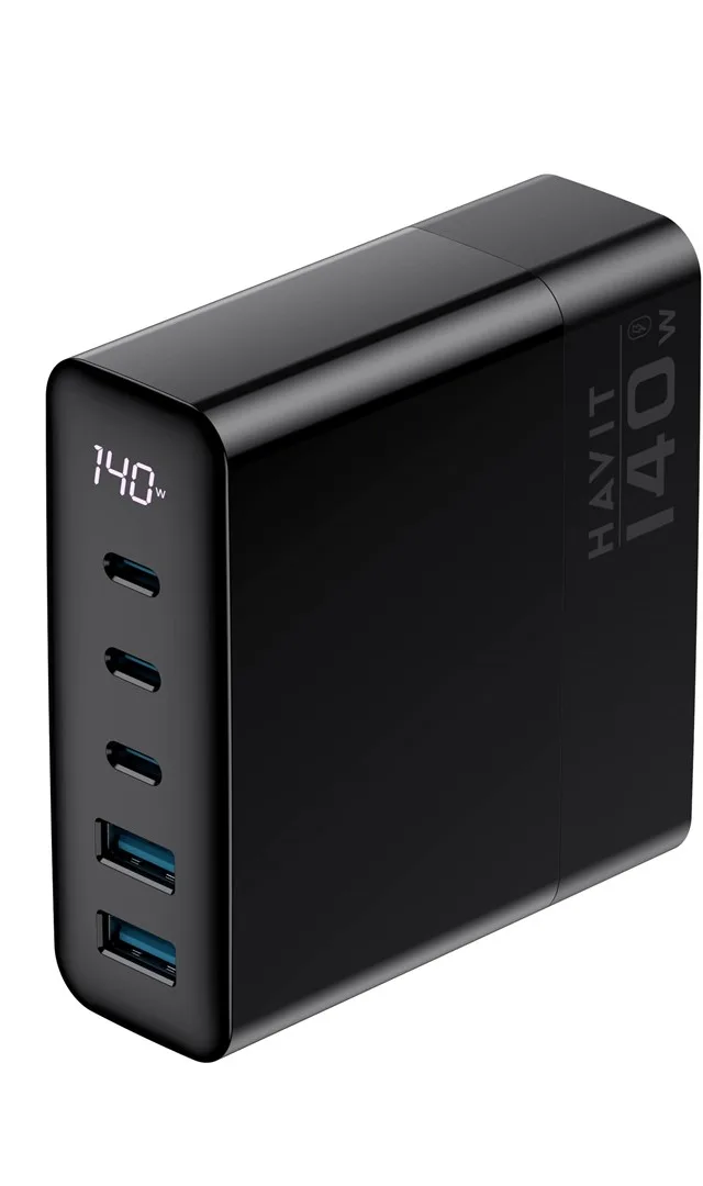 Havit UCLE004 EU - GaN five-port travel charger 140 W, black