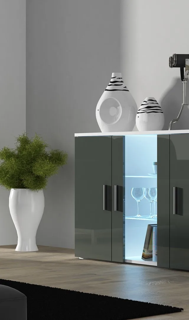 Cama Sideboard 120 Cm SOHO S7 White/Grey Gloss