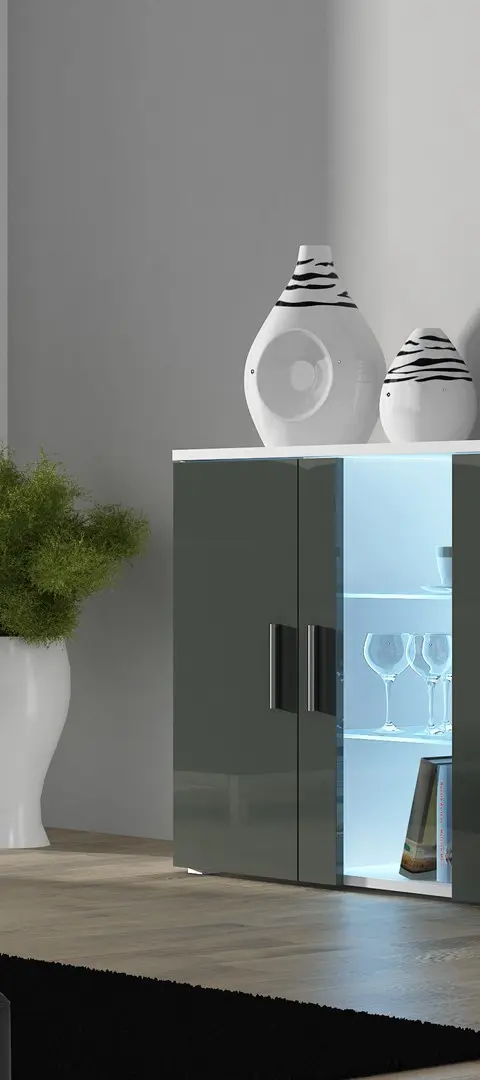 Cama Sideboard 120 Cm SOHO S7 White/Grey Gloss