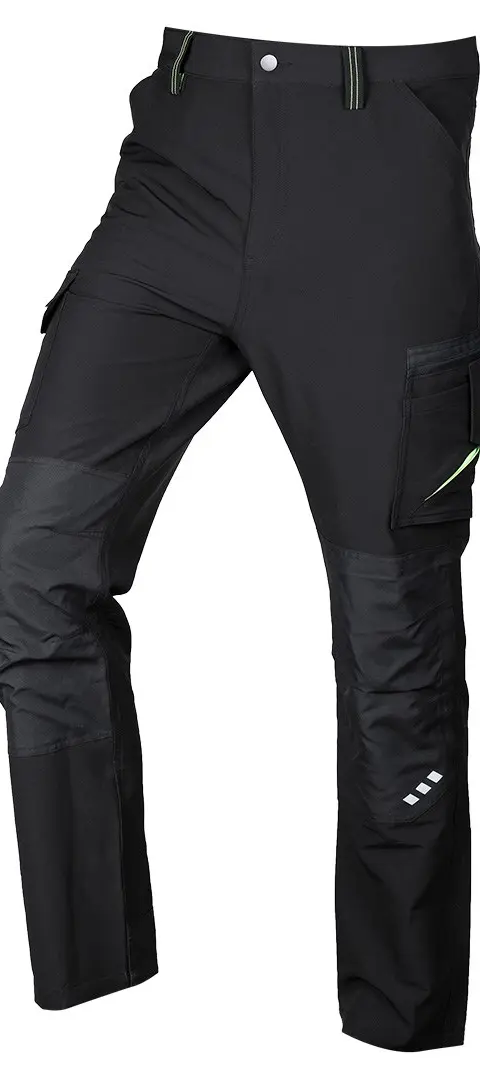 Mix&Match work trousers, 4-way stretch, black-green, size M