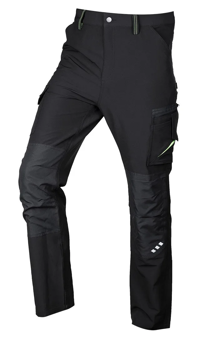 Mix&Match work trousers, 4-way stretch, black-green, size M