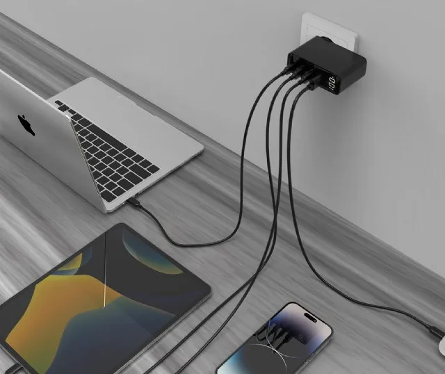 Gembird TA-UC-PDQC100LCD-01-BK mobile device charger Laptop, Smartphone Black AC Fast charging Indoor