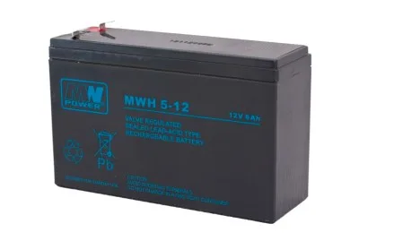 MPL MW POWER MWH 5-12L UPS Battery Lead-Acid Accumulator VRLA AGM Maintenance-Free 12 V 6 Ah Black