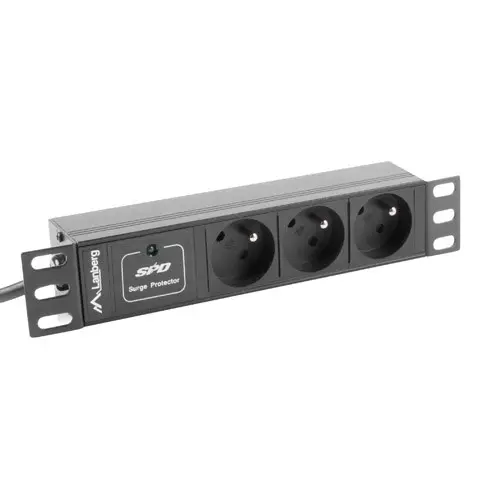Lanberg PDU-03F-0200-BK power distribution unit (PDU) 3 AC outlet(s) 1U Black