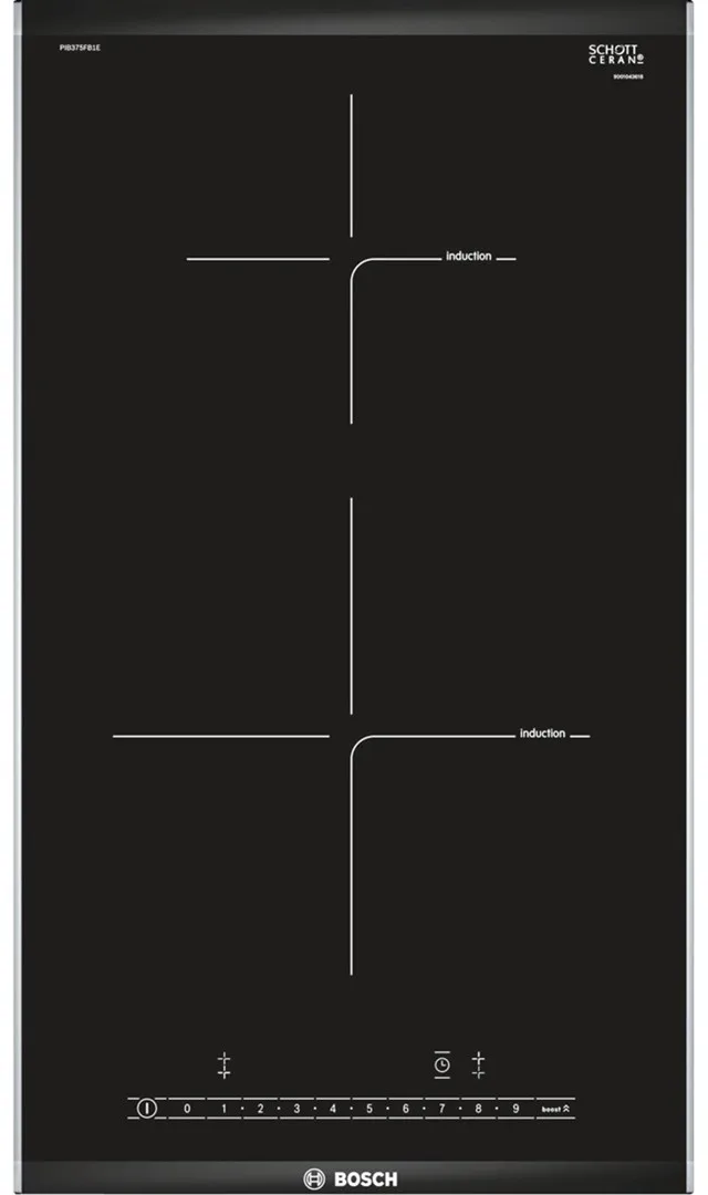 Bosch PIB375FB1E Hob Black Stainless Steel Built-In Zone Induction Hob 2 Zone(S)